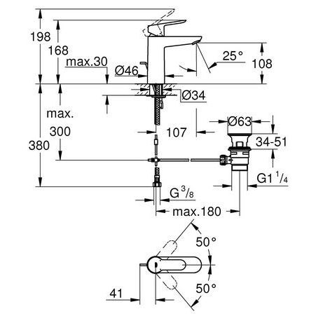 Μπαταρία νιπτήρος GROHE BAUEDGE Medium 23758000 - Image 2