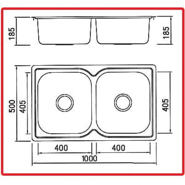 GLORIA FINOX ΝΕΡΟΧΥΤΗΣ ΚΟΥΖΙΝΑΣ INOX 100Χ50X17 (18-1050) - Image 2