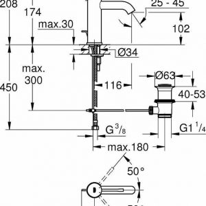 Essence Grohe S-Size Matt Bronze 23589DL1 Μπαταρία Νιπτήρος - Image 2